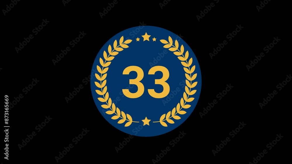 33 Number Laurel Wreath Badge Animation 33 Number Laurel Wreath Badge Animation