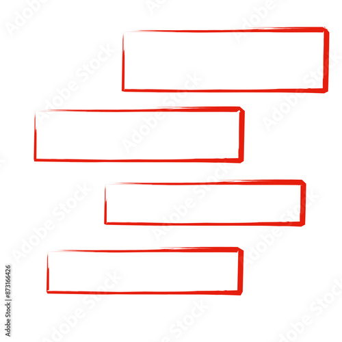 Rectangle outline red sketch. Hand drawn vector ilustration