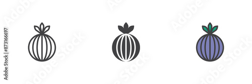 Onion bulb different style icon set