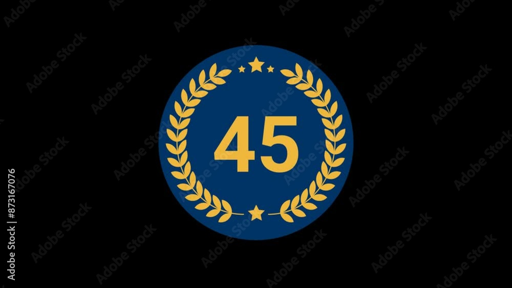 45 Number Laurel Wreath Badge Animation 45 Number Laurel Wreath Badge Animation