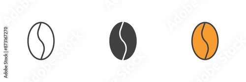Coffee bean different style icon set
