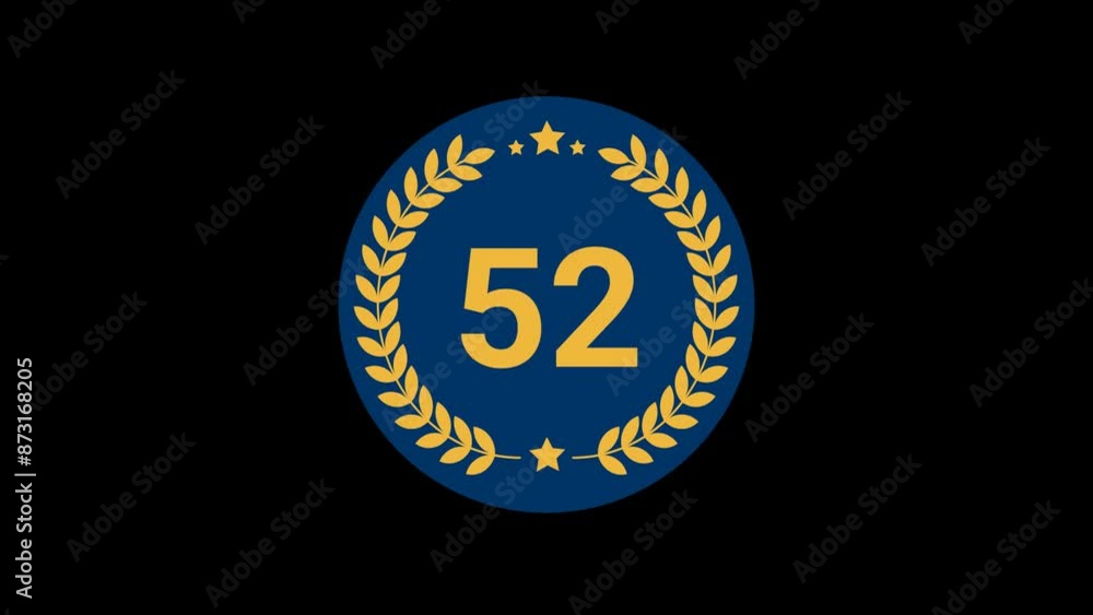 52 Number Laurel Wreath Badge Animation 52 Number Laurel Wreath Badge Animation