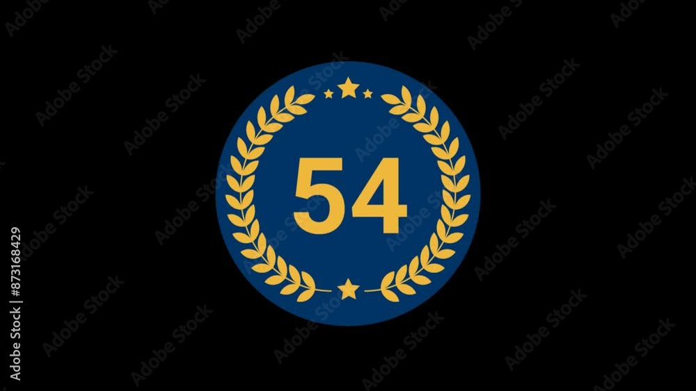 54 Number Laurel Wreath Badge Animation 54 Number Laurel Wreath Badge Animation