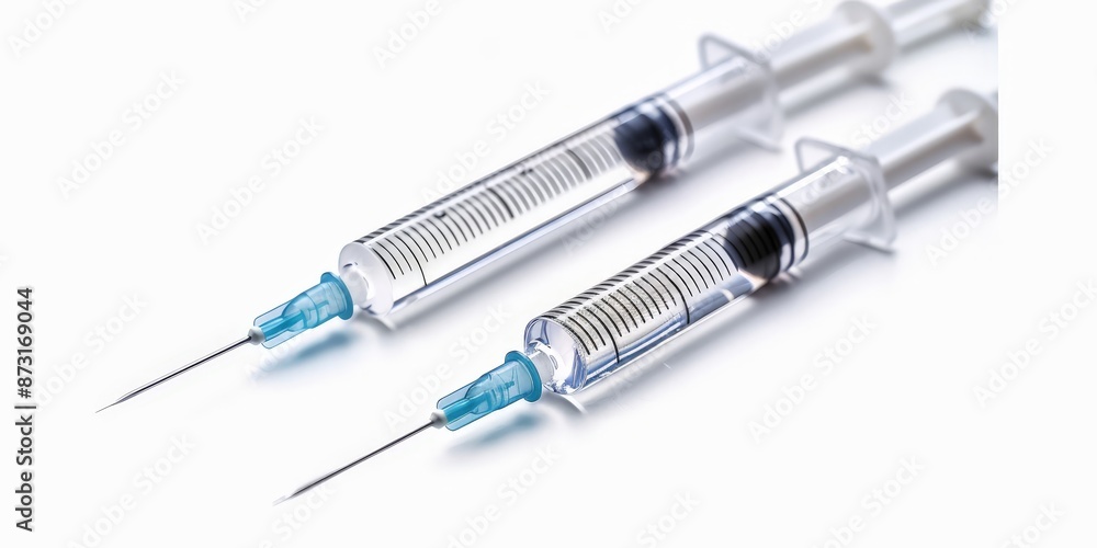 Clinical Medical Syringes with Clear Liquid Isolated Clinical Medical Syringes with Clear Liquid Isolated