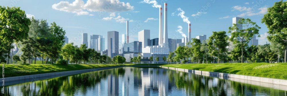 Obraz premium A City's Reflection: Green Oasis Amidst Urban Sprawl