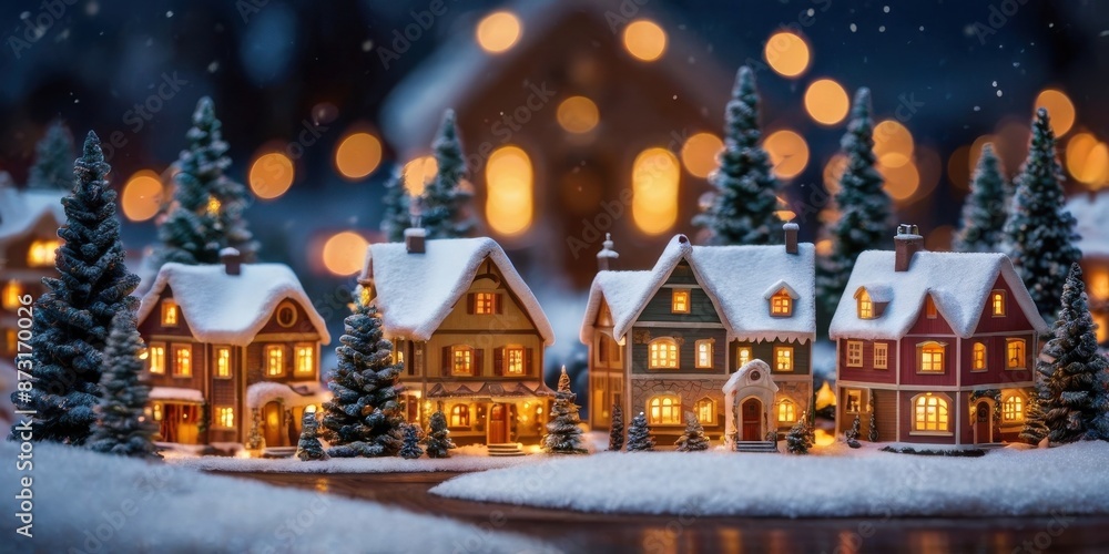Miniature Christmas Village at Night Miniature Christmas Village at Night