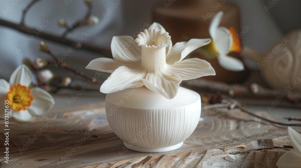Handmade white wooden daffodil cream cosmetic Handmade white wooden daffodil cream cosmetic