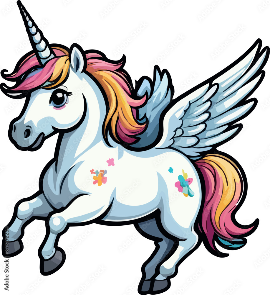 Cute Unicorn with wings Vector Cartoon illustration Cute Unicorn with wings Vector Cartoon illustration