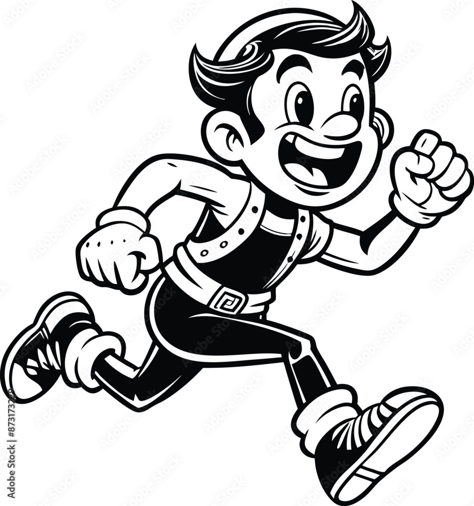 cartoon people running illustration black and white cartoon people running illustration black and white