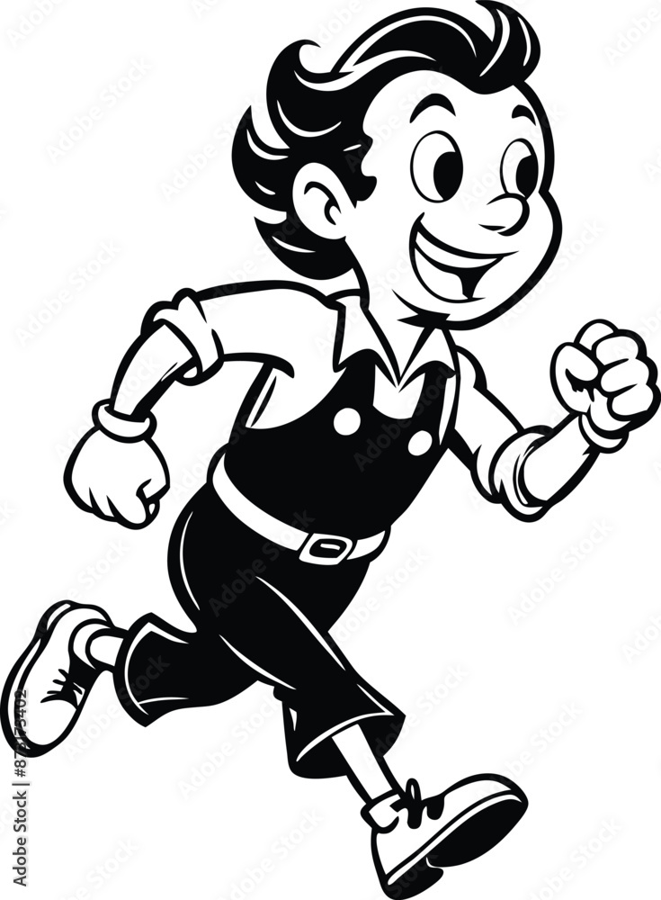 cartoon people running illustration black and white cartoon people running illustration black and white