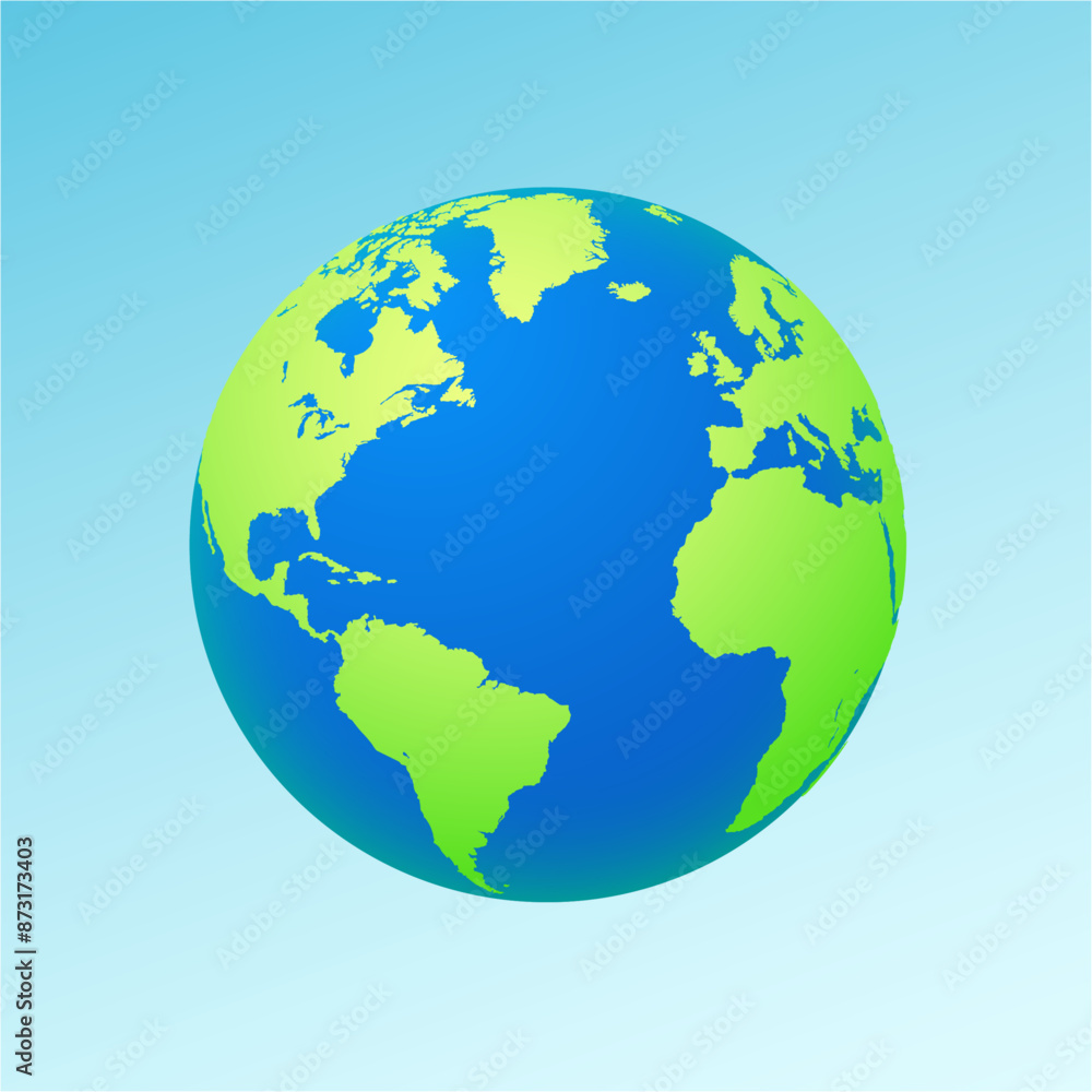 Naklejka premium Planet earth or world globe with oceans and water flat vector color icon for apps and websites