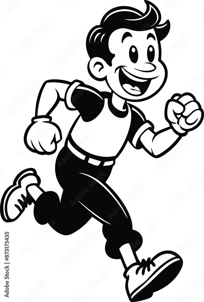 cartoon people running illustration black and white cartoon people running illustration black and white