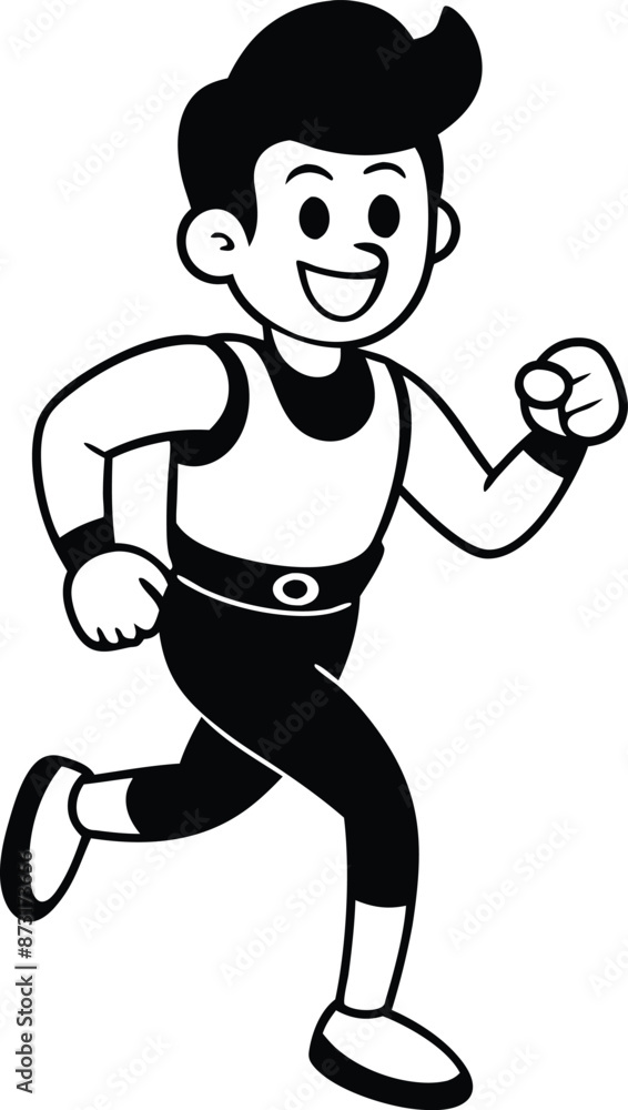 cartoon people running illustration black and white cartoon people running illustration black and white