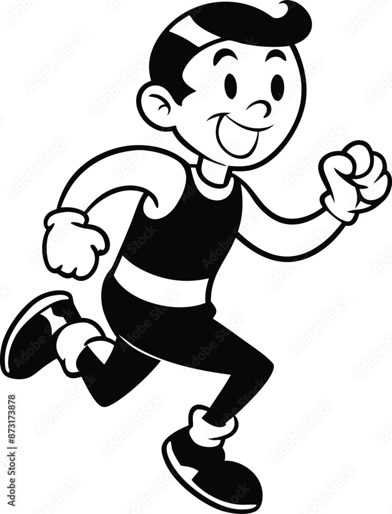 cartoon people running illustration black and white cartoon people running illustration black and white