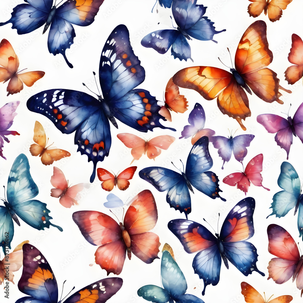 Watercolor butterflies isolated on white background. Watercolor butterflies isolated on white background.