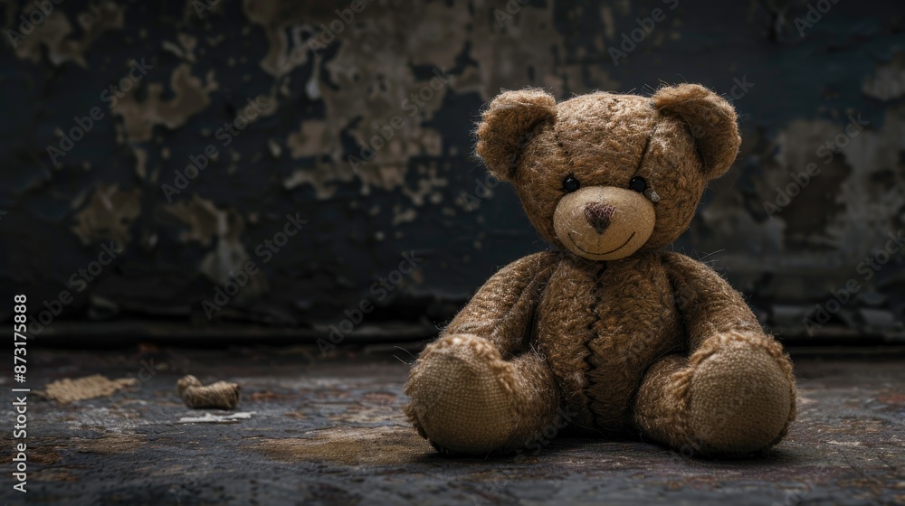 Old toy bear with empty space Old toy bear with empty space