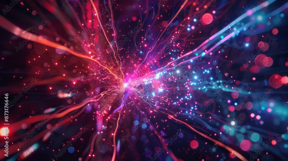 Naklejka premium A glimpse of the neutrino beam passing through different mediums emphasizing the unique properties of these elusive particles.