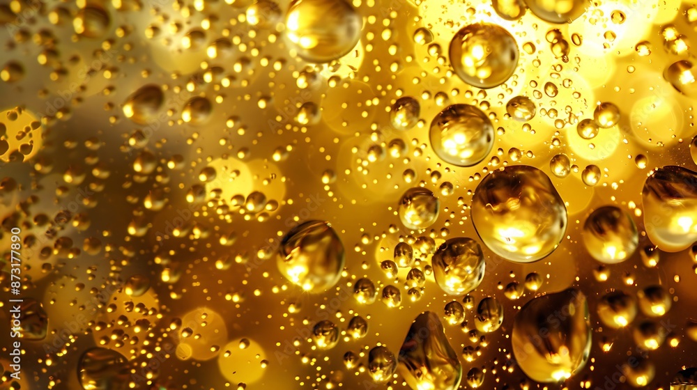 Abstract Golden Oil Droplets in Water with Mesmerizing Patterns and Textures Abstract Golden Oil Droplets in Water with Mesmerizing Patterns and Textures