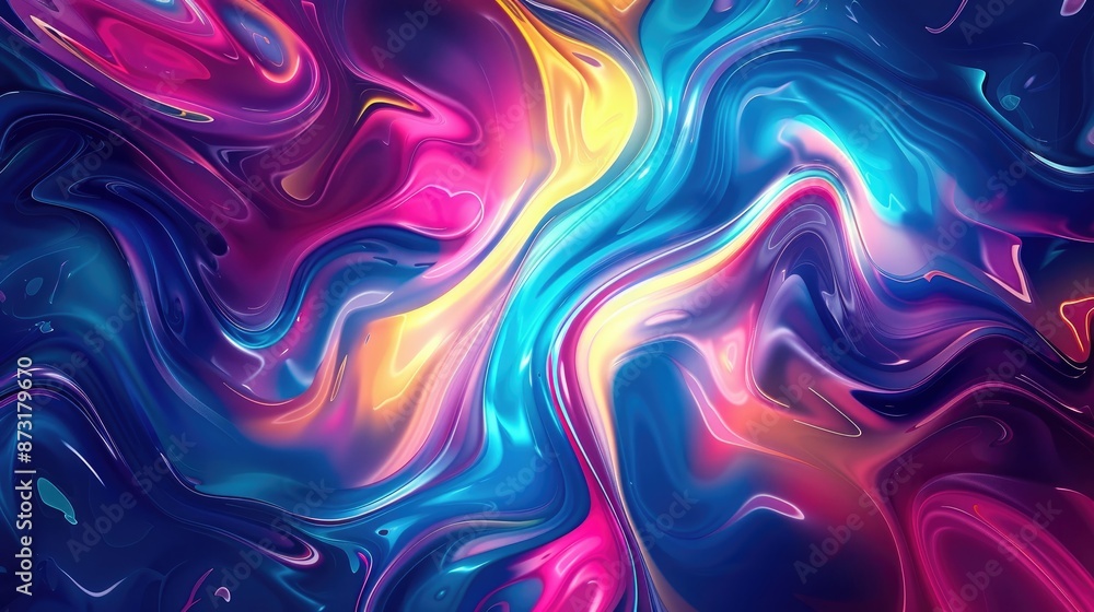 An abstract background with fluid, swirling patterns in neon colors. An abstract background with fluid, swirling patterns in neon colors.