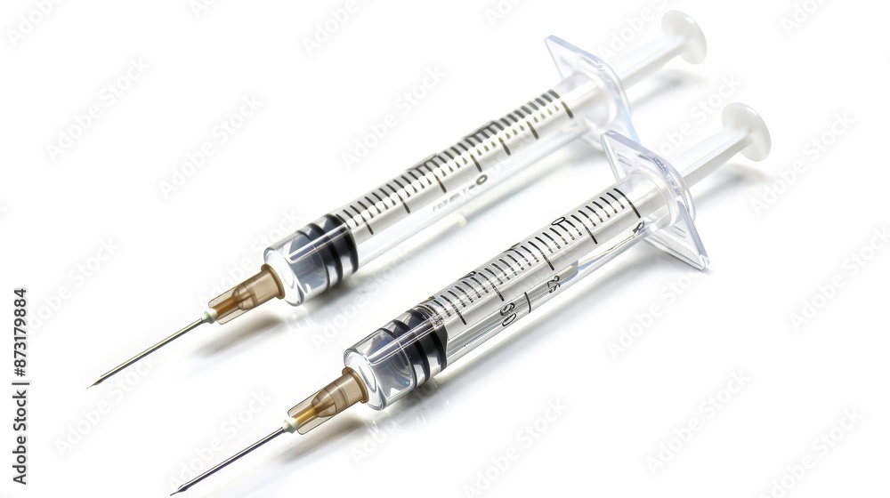 Clinical Medical Syringes with Clear Liquid Isolated Clinical Medical Syringes with Clear Liquid Isolated
