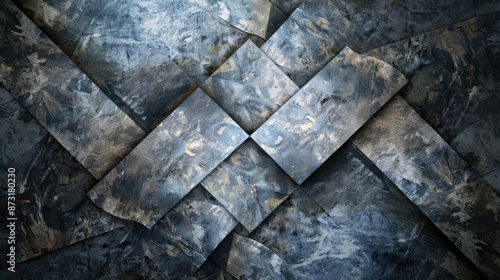 An abstract background with geometric patterns and metallic textures