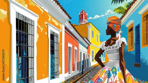 Colorful Illustration of Pelourinho, Salvador

