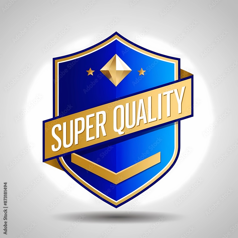 Blue and Gold Super Quality Shield with Diamond and Star Icons for Premium Products and High-Standard Services
Blue and Gold Super Quality Shield with Diamond and Star Icons for Premium Products and High-Standard Services