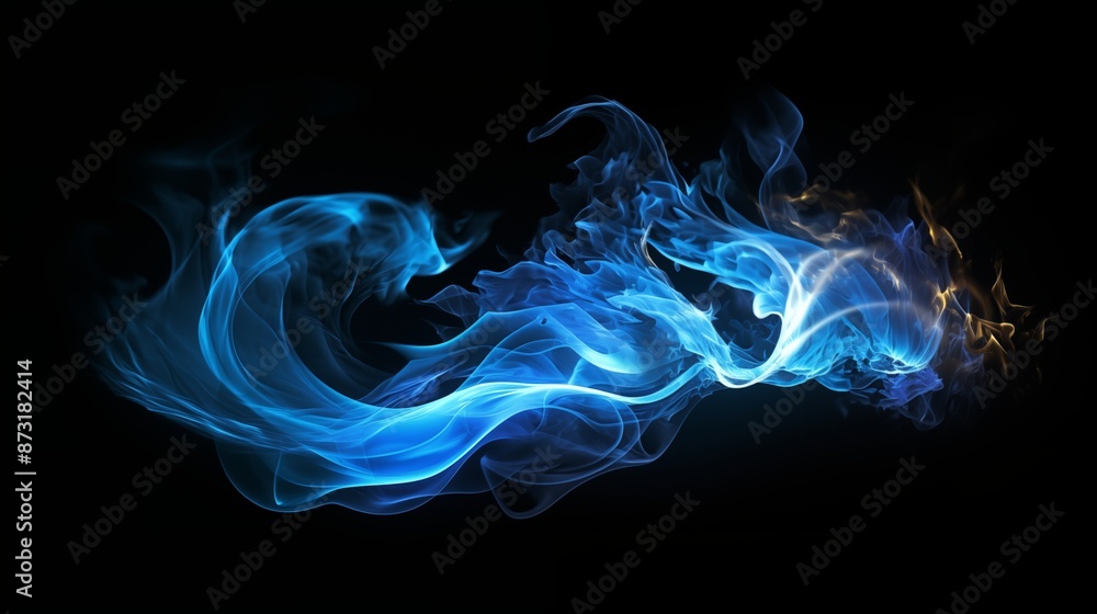 Obraz premium Dynamic Abstract Blue Swirling Smoke and Flame with Glowing Energy