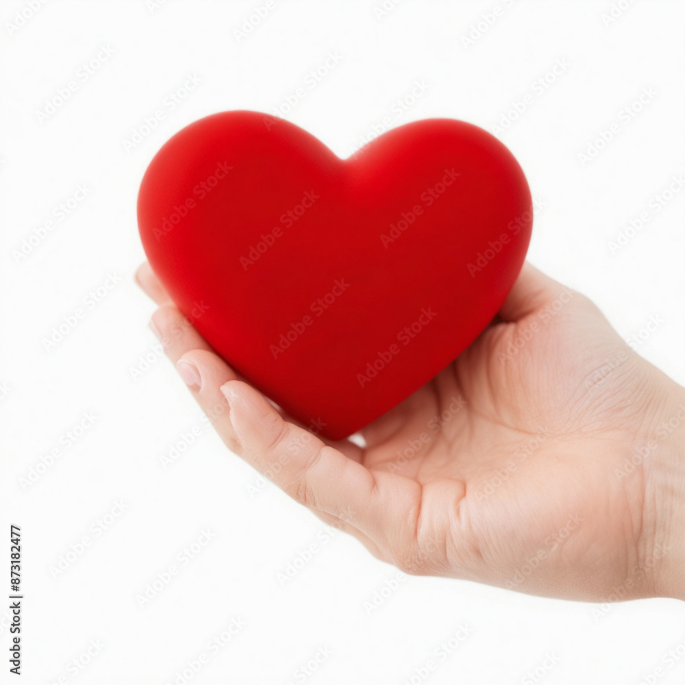 Holding red heart love, isolated on white background Holding red heart love, isolated on white background