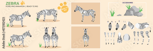LC_Zebra_01Cute Zebra character broken down, ready to animate with multiple angles and poses, rig ready safari animal collection. 