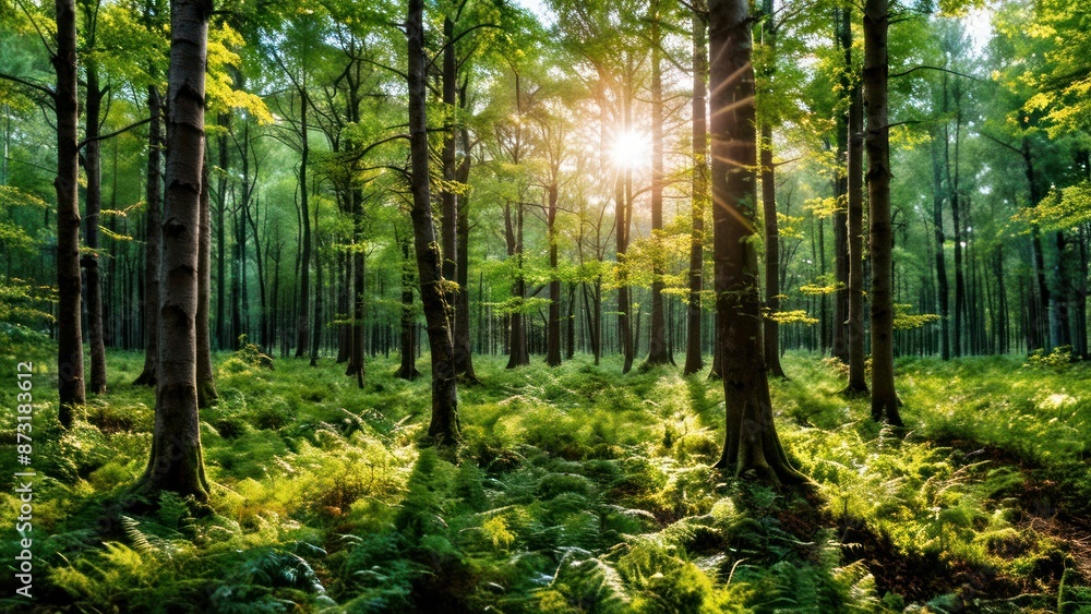 Obraz premium a forest filled with lots of green trees