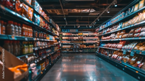 Supermarket Aisle with Various Products © Juan