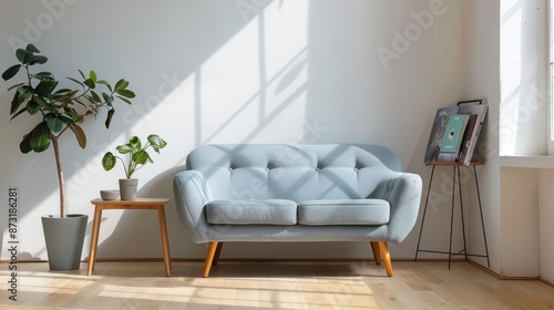 The modern light blue sofa © DaryaD
