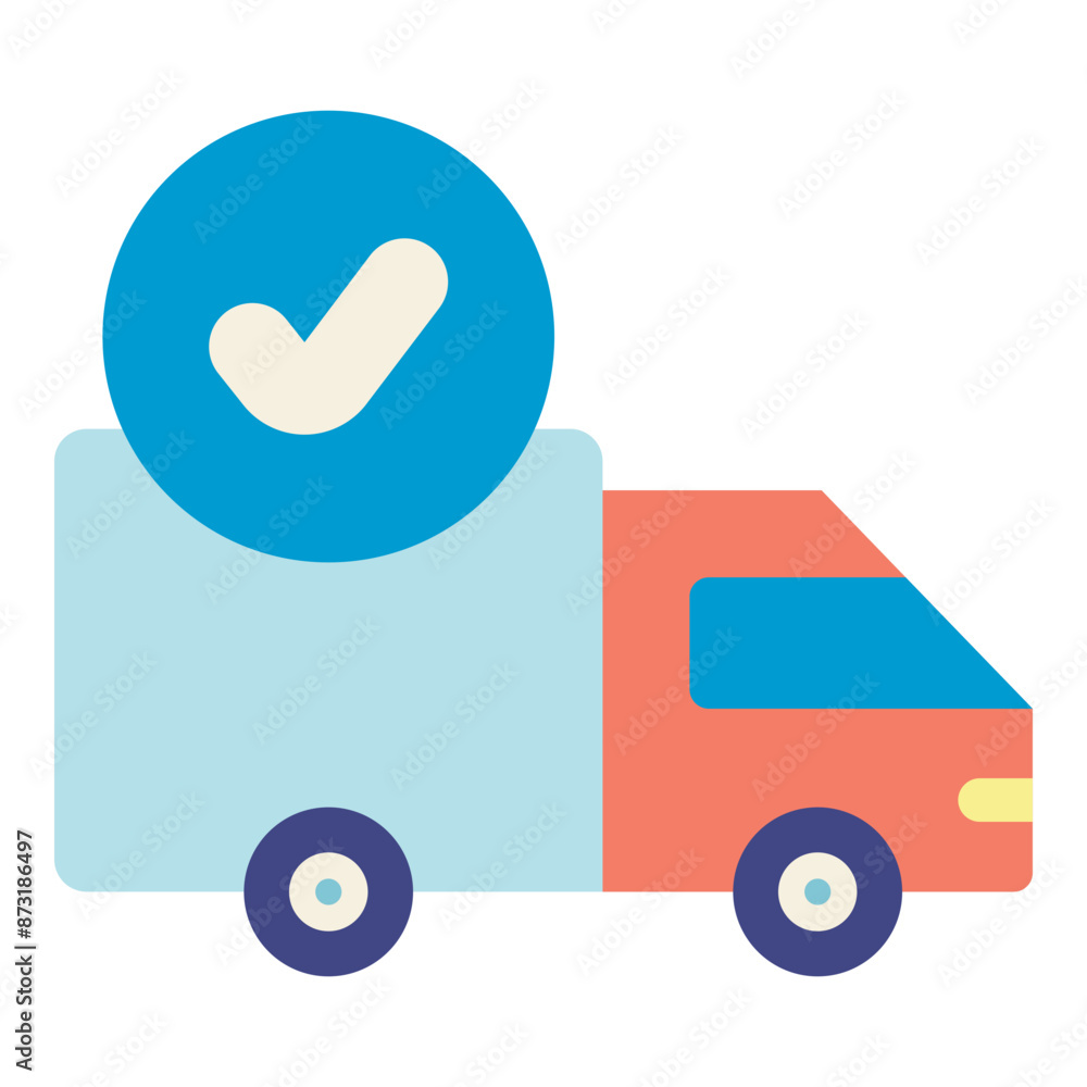 delivery truck with check mark sign flat icon delivery truck with check mark sign flat icon