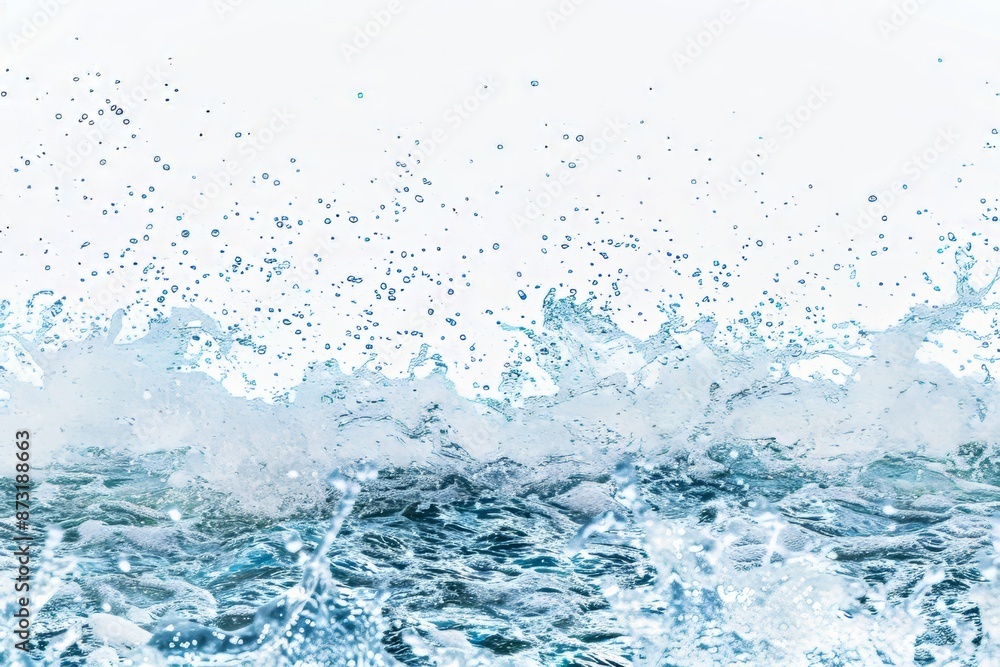 Blue water splash wave background, blue color, white isolated background, banner with copy space area. Spa or refreshing drink. Blue water splash wave background, blue color, white isolated background, banner with copy space area. Spa or refreshing drink.