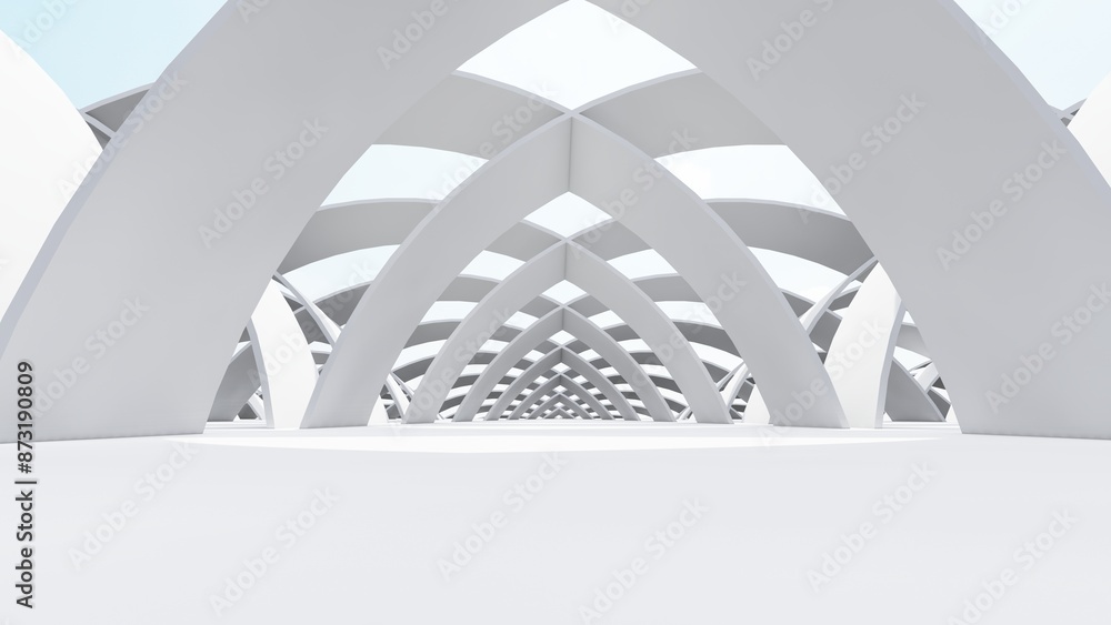 Obraz premium Abstract architecture background arched interior 3d render