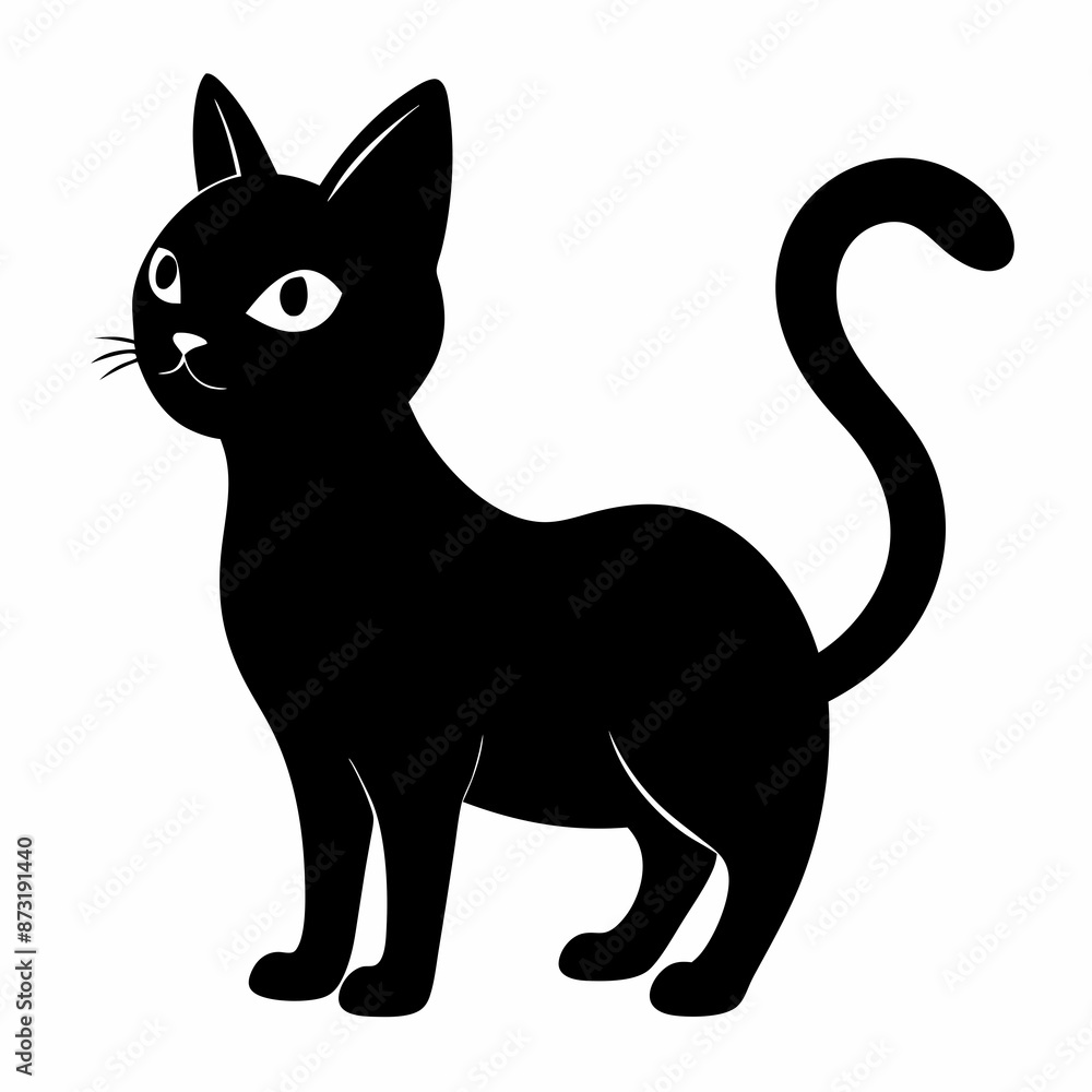 Obraz premium mini cat black vector silhouette