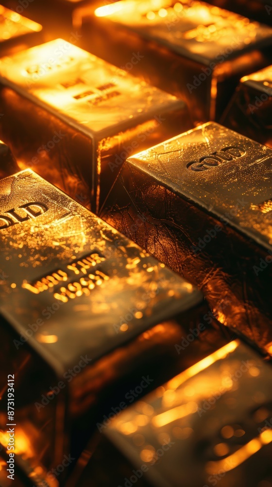 Luxurious Gold Bar Background with Glowing Golden Light, Shining Gold Ingots on Table, Wealth and Luxury Concept Luxurious Gold Bar Background with Glowing Golden Light, Shining Gold Ingots on Table, Wealth and Luxury Concept