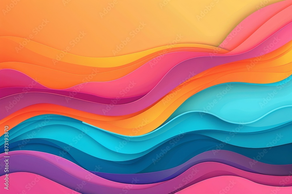 Obraz premium Vibrant abstract waves flat design, front view, natureinspired theme, animation, vivid.,