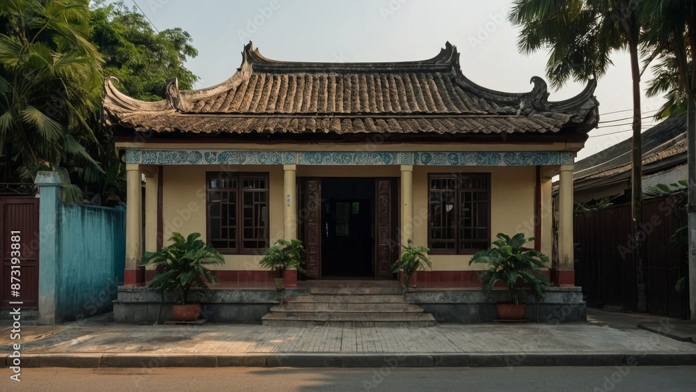 Fototapeta premium traditional tube house with a tiled roof