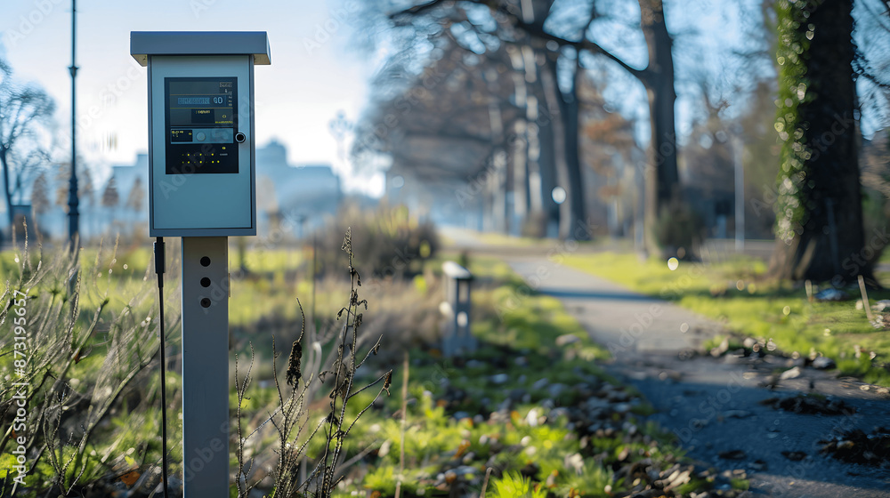 Air quality monitoring station in city park Air quality monitoring station in city park