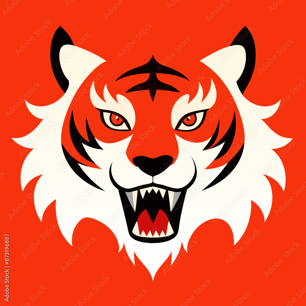 Obraz premium tiger, animal, vector, head, tattoo, lion, cat, illustration, wild, mascot, cartoon, face, symbol, mammal, power, wildlife, nature, art, silhouette, predator, black, wolf, tribal, fur, design