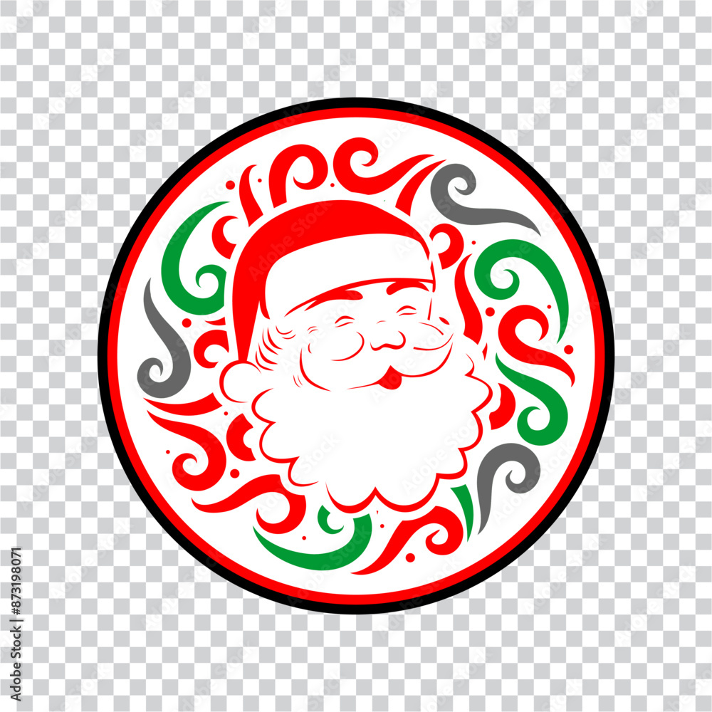 circle with Santa Claus laughing with a cheerful smile circle with Santa Claus laughing with a cheerful smile