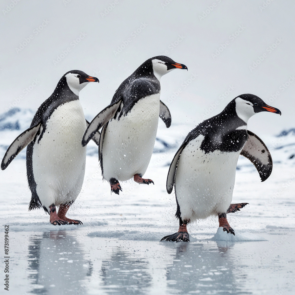 Obraz premium Penguins dance, on white background