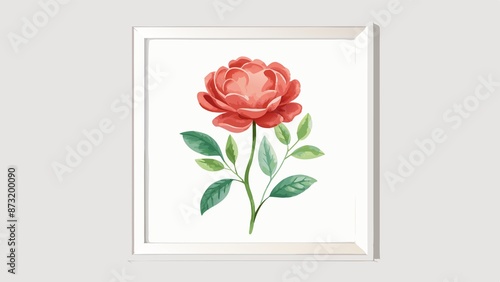 collection, Delicate watercolor painting of flower on white background, framed in simple white frame, with collection of similar paintings visible in the background. photo