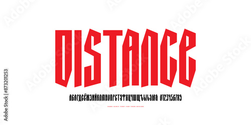 Narrow cyrillic sans serif font in retro style