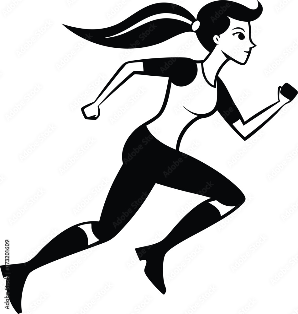 silhouette of a woman running illustration black and white silhouette of a woman running illustration black and white