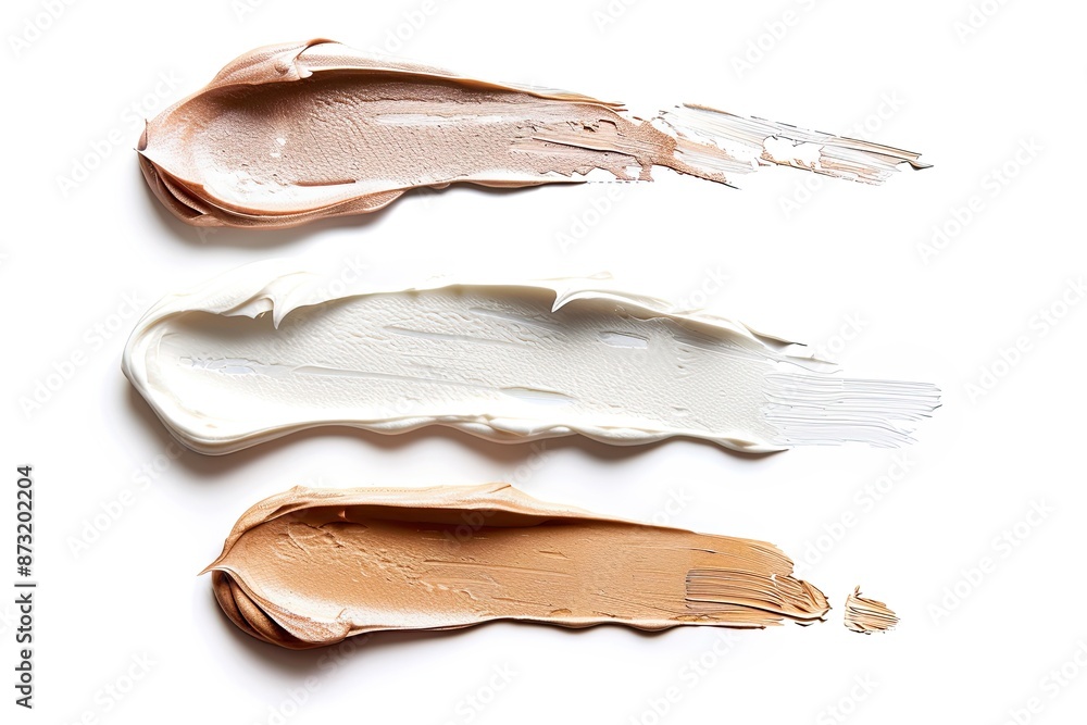A set of smears of cosmetic cream on a white background A set of smears of cosmetic cream on a white background