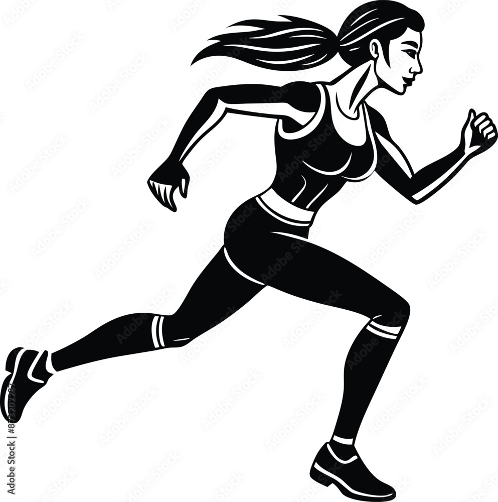 silhouette of a woman running illustration black and white silhouette of a woman running illustration black and white