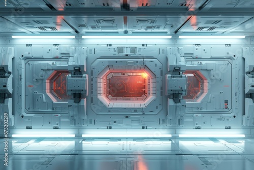 Fototapeta Naklejka Na Ścianę i Meble -  Scifi design external panels abstract. light color. Wide format